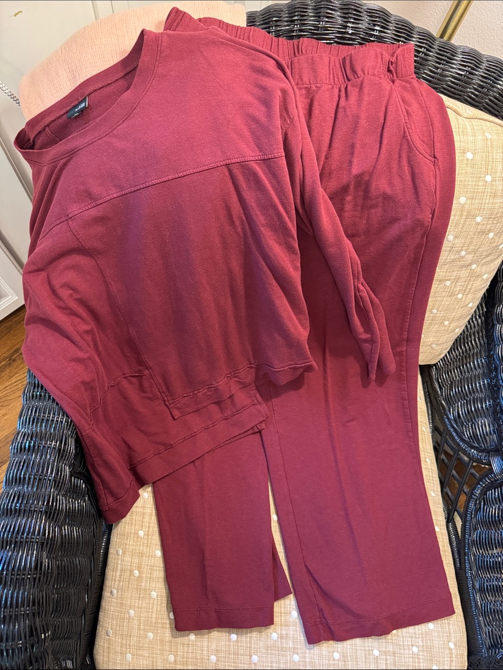 Lisa Bayne Medium Knit Travel/ Lounge Set in Burgundy